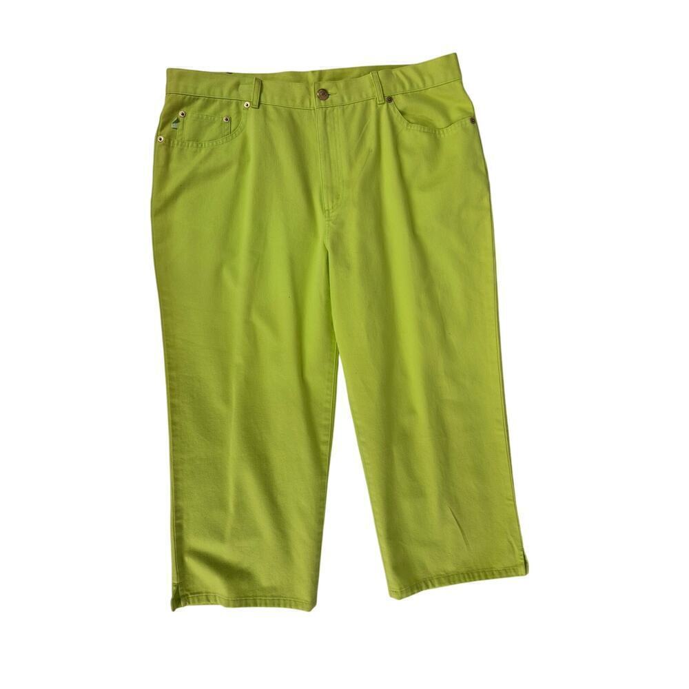VTG Ralph Lauren Jeans Neon Green Capri Pants 100% Cotton Sz 14